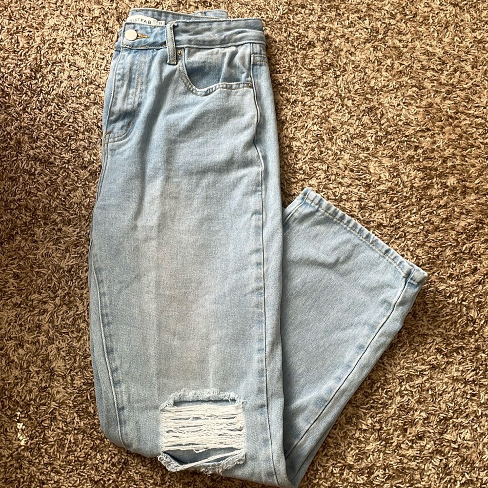 Ripped straight leg jeans